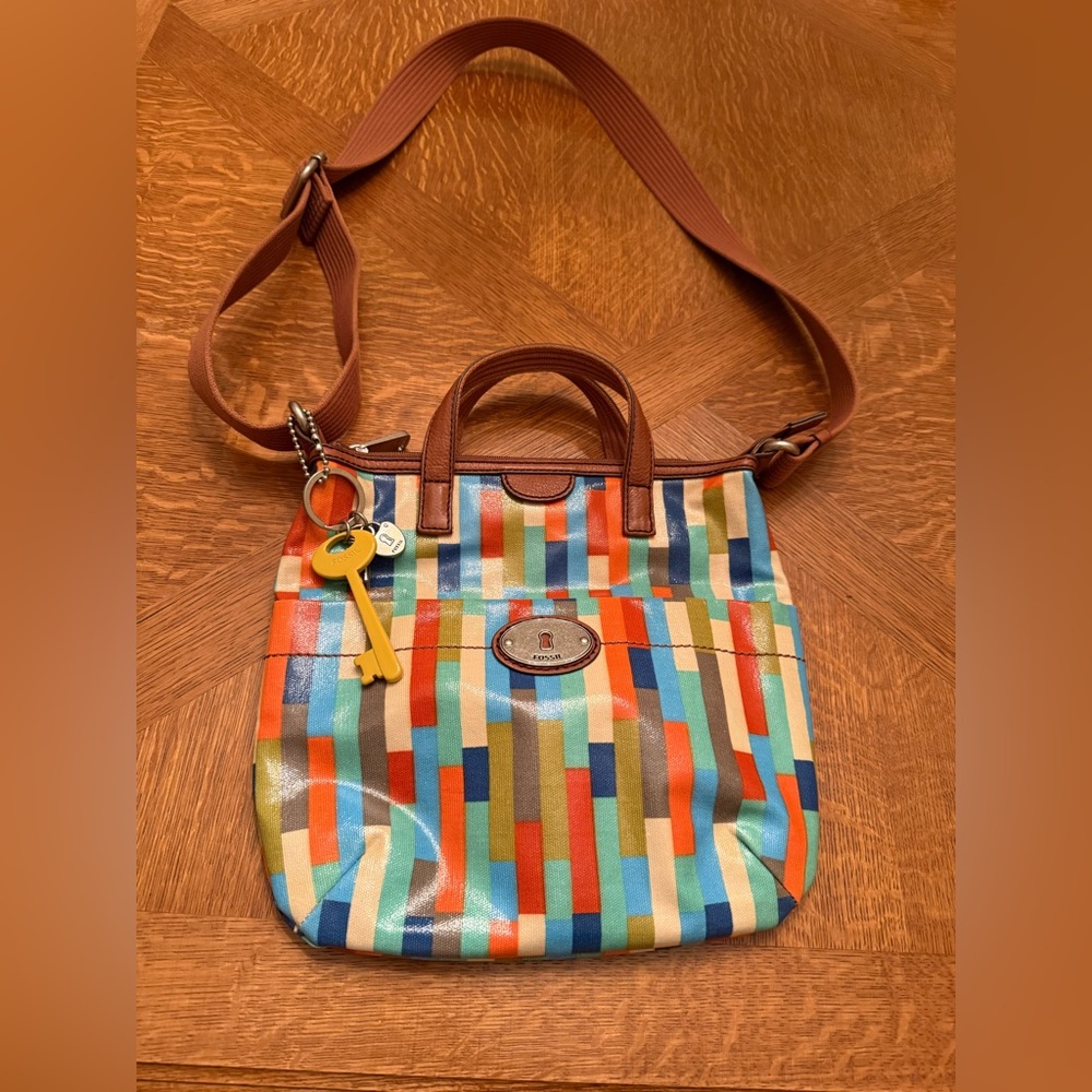 Fossil Multicolor Striped Crossbody Bag